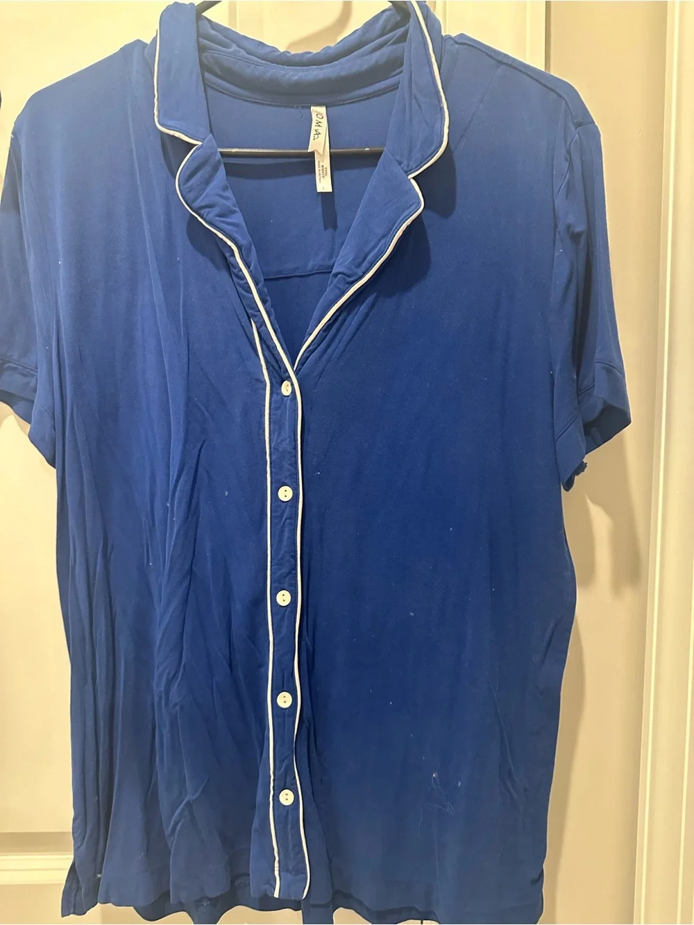 Soma Royal Blue Short-Sleeve Pajama Set with White Piping